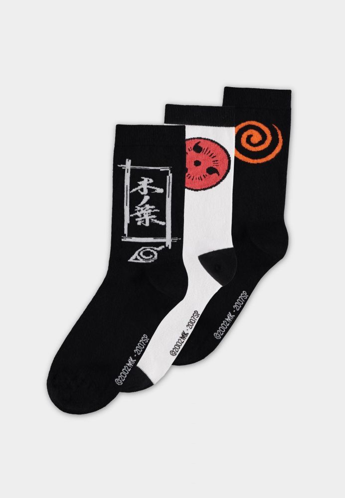 Naruto Shippuden Naruto Shippuden - Sasuke symbol Men's Crew Socks (3Pack) Multicolor