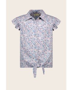 Flo girls AOP small flower knotted blouse