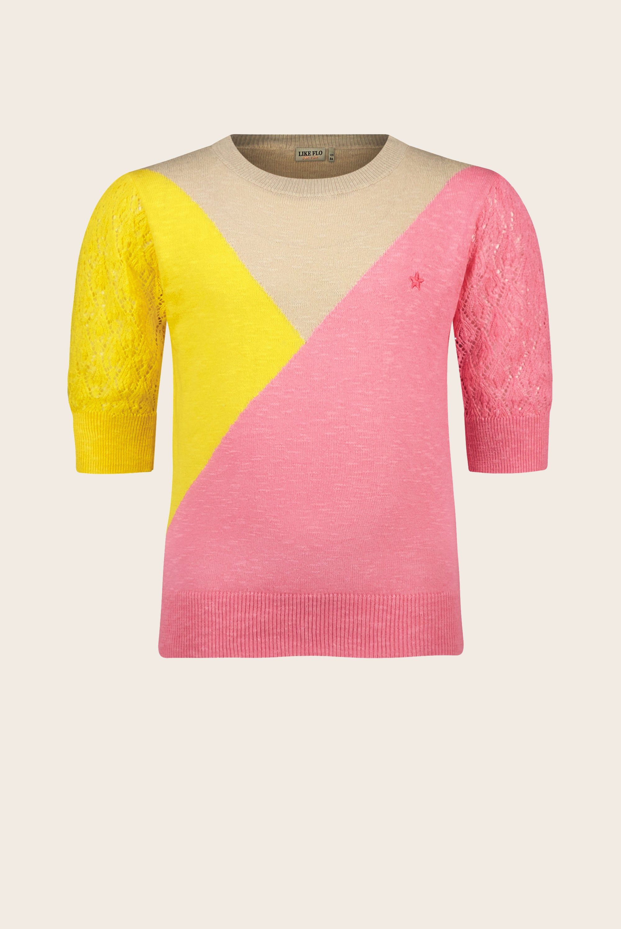 Trui / Sweater Flo girls knitted slub colourblock sweater