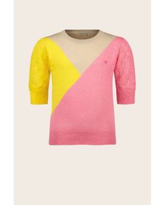 Trui / Sweater Flo girls knitted slub colourblock sweater