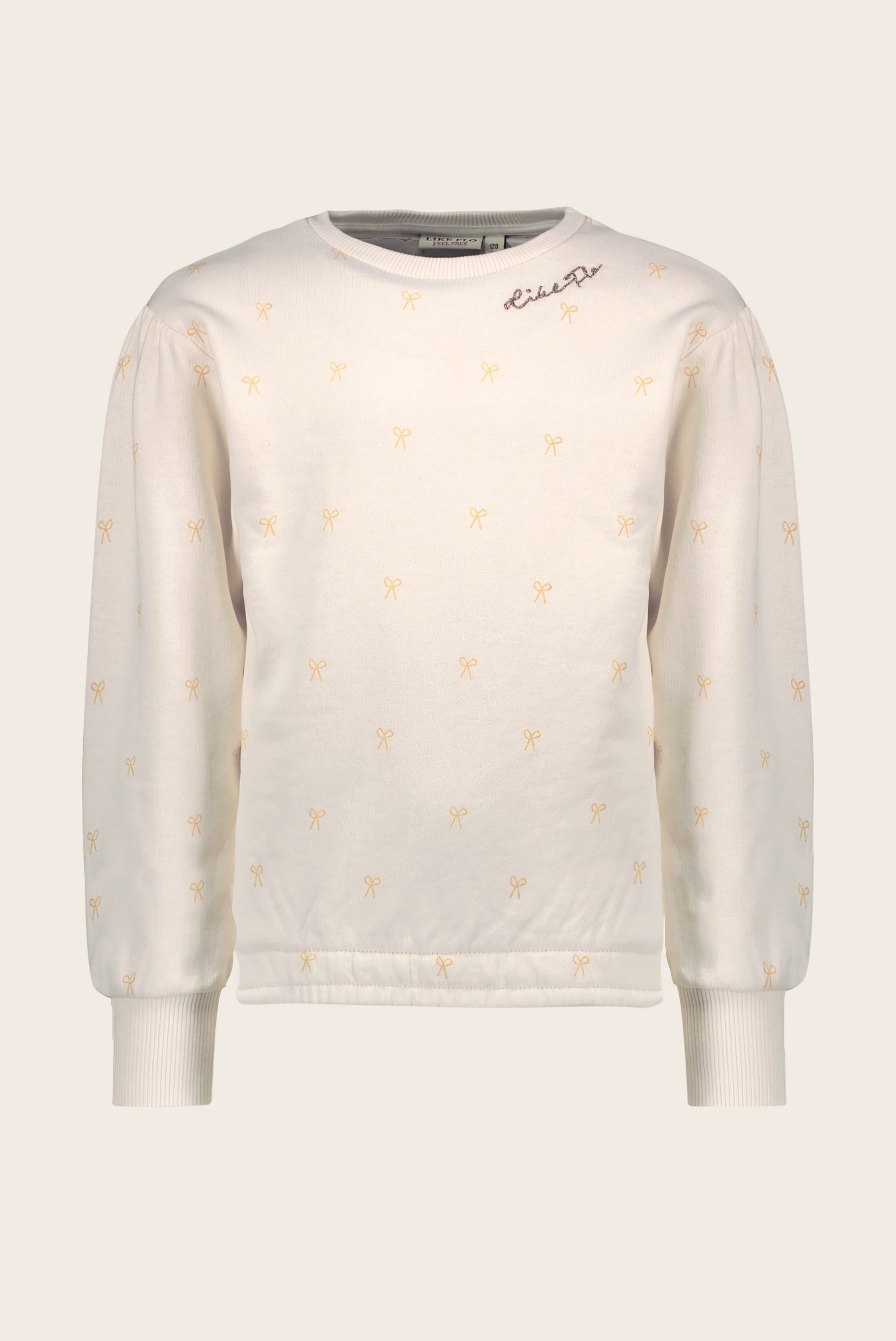 Trui / Sweater Flo girls sweater AOP bow Off white