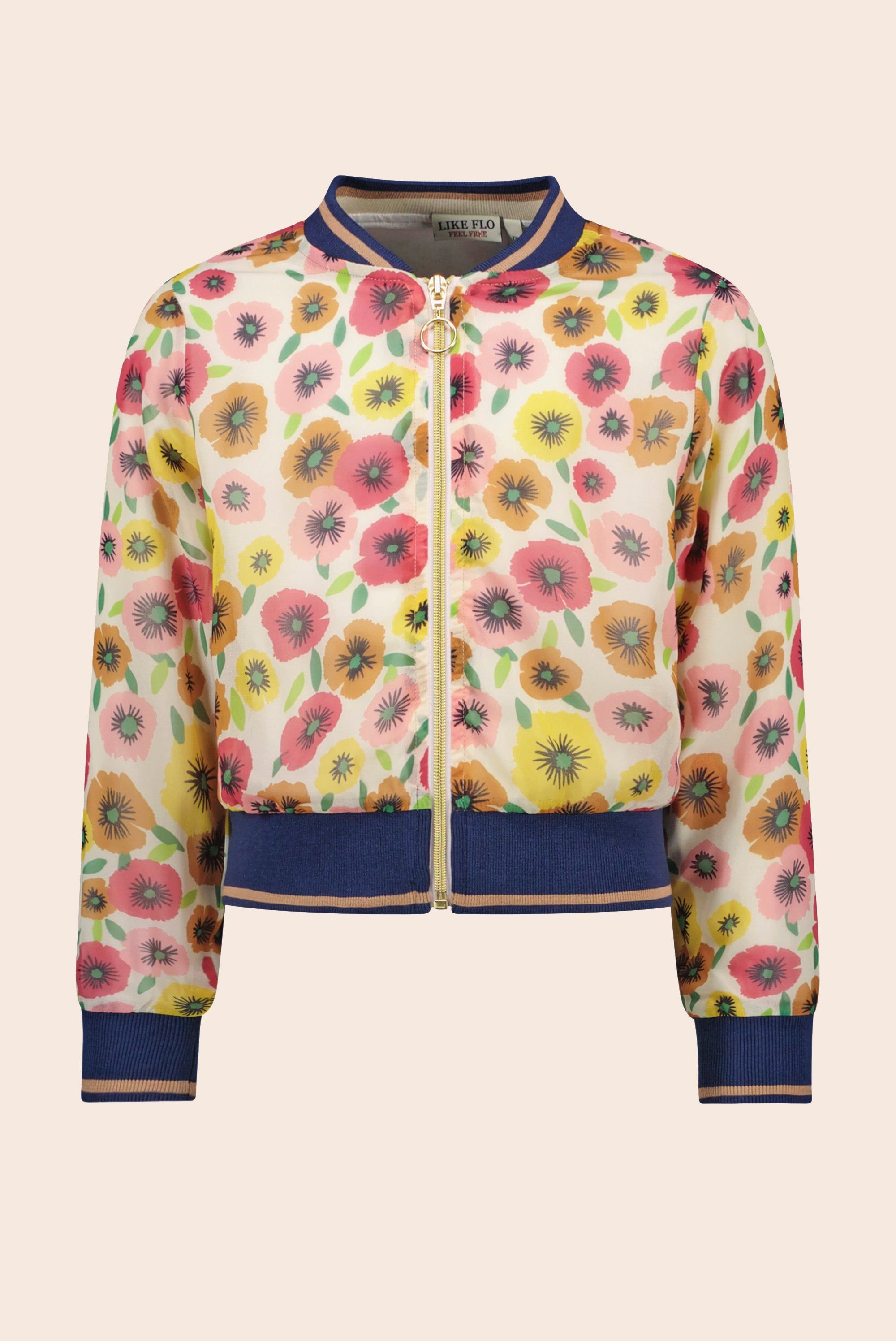 Jas Flo girls chiffon flower baseball jacket