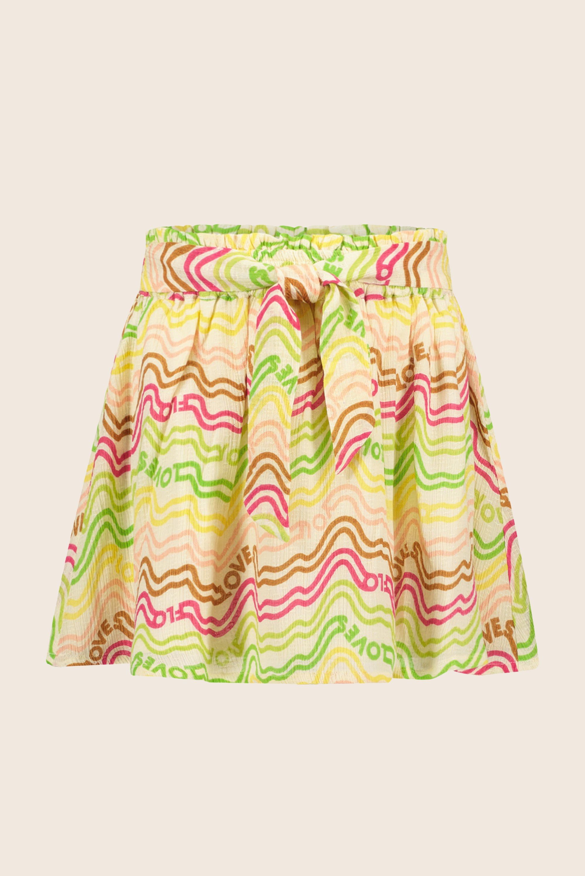 Rok Flo girls fancy woven rainbow skirt with belt