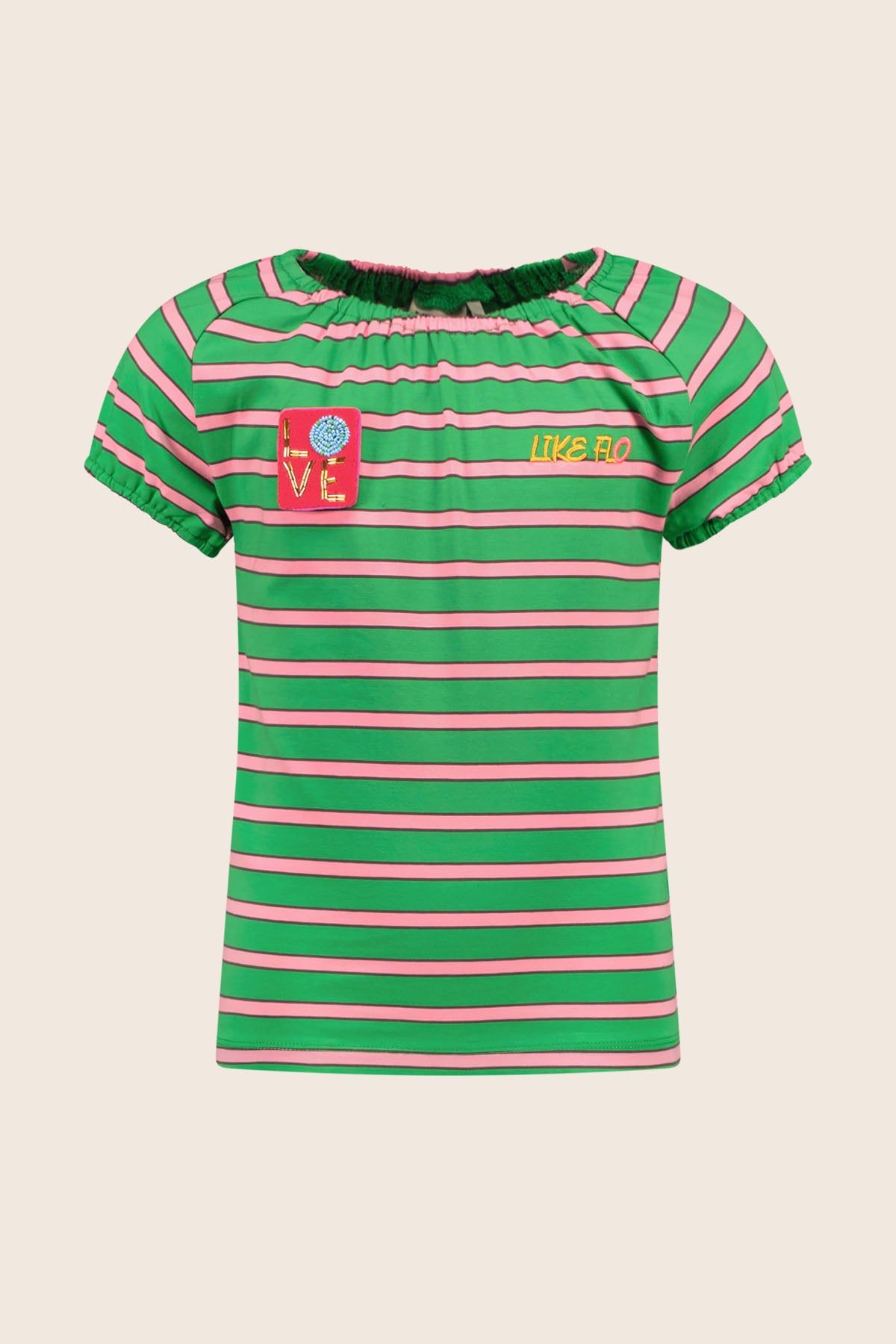T-Shirt Top GRIETJE green stripe