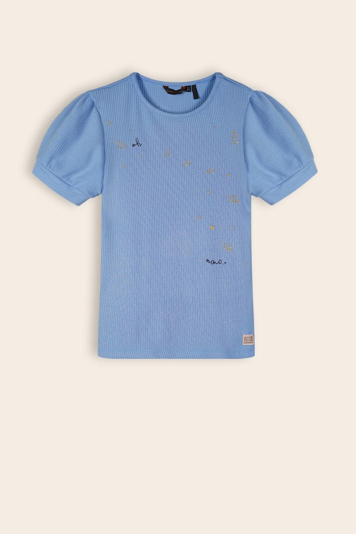 T-Shirt Kyoto Rib Tshirt met Print Provence Blue