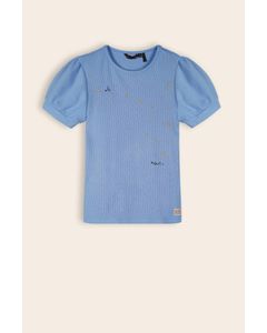 T-Shirt Kyoto Rib Tshirt met Print Provence Blue