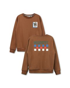 Trui / Sweater Sweater bruin print voor en achter