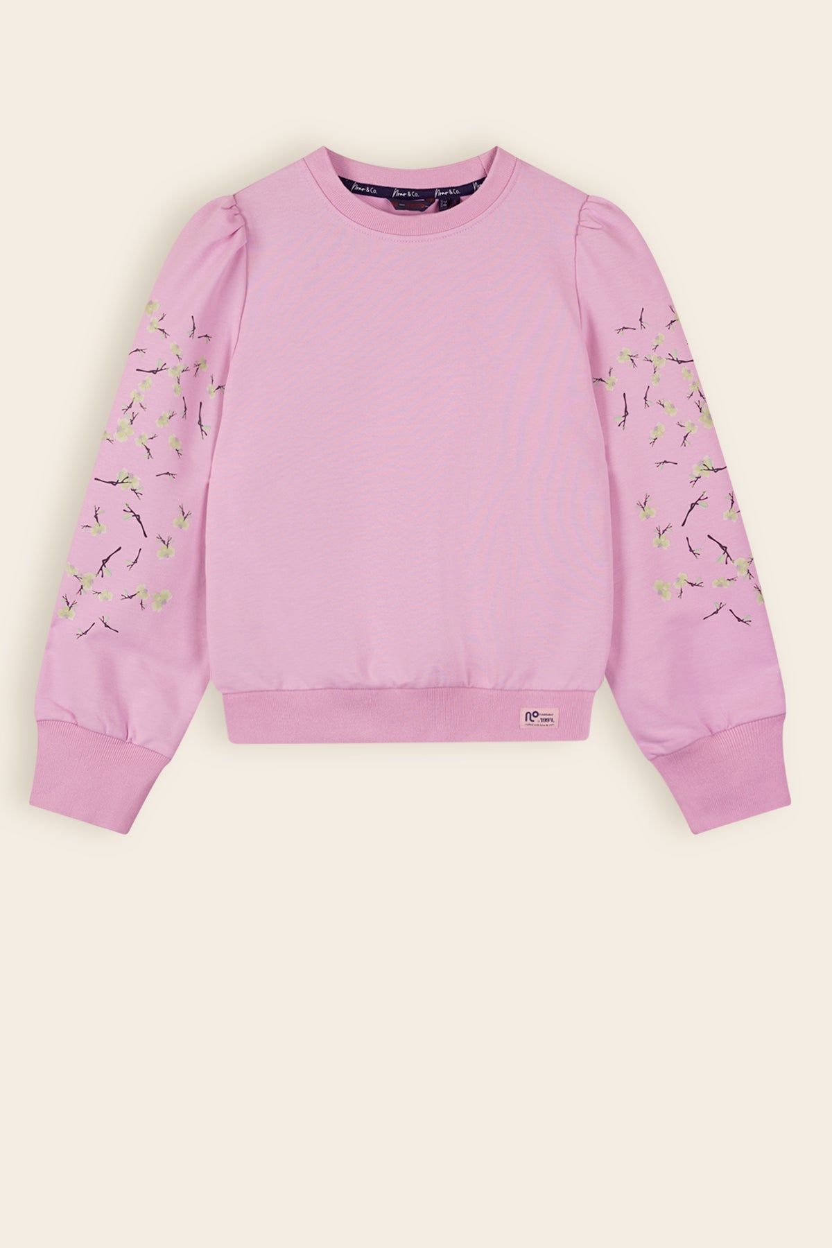 Trui / Sweater Kulet Sweater Print op Mouw Roze