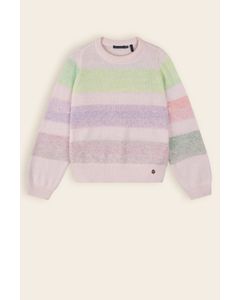 Trui / Sweater Kemmy Gradient Gestreepte Gebreide Trui Multikleuren Cotton Candy