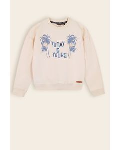 Trui / Sweater Kimo Sweater met Print Ivoor