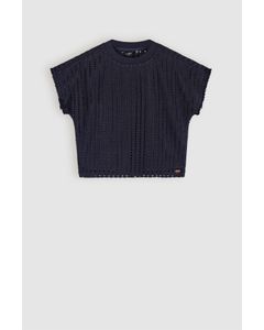 T-Shirt Kawai Crochet Crop Top Navy