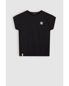 T-Shirt Kasis Tshirt met Knoop Zwart