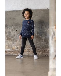Trui / Sweater Sweater all-overprint Jesse donker blauw