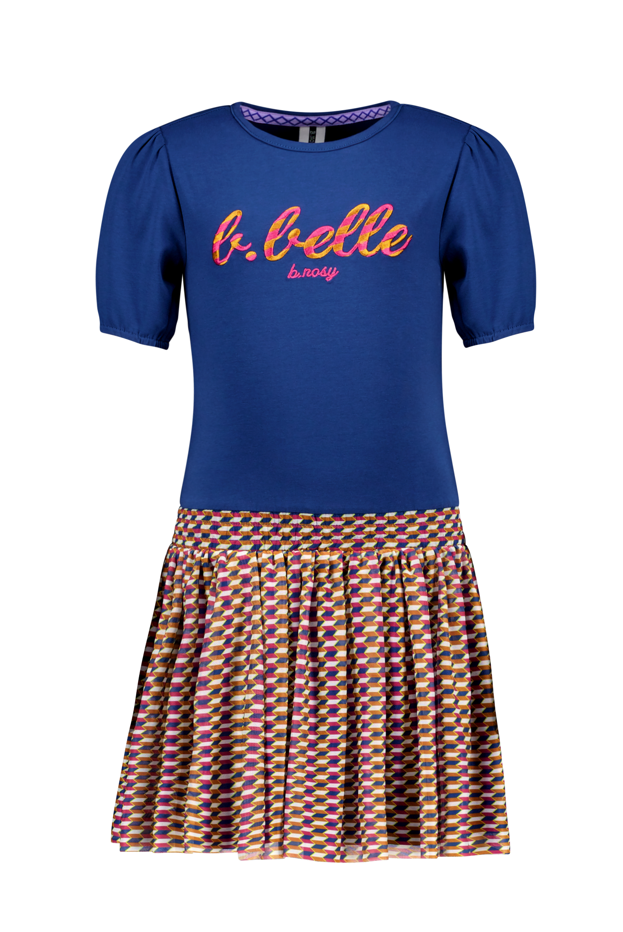 Rok Girls dress with puffed sleeves and retro ao mesh skirt + belt